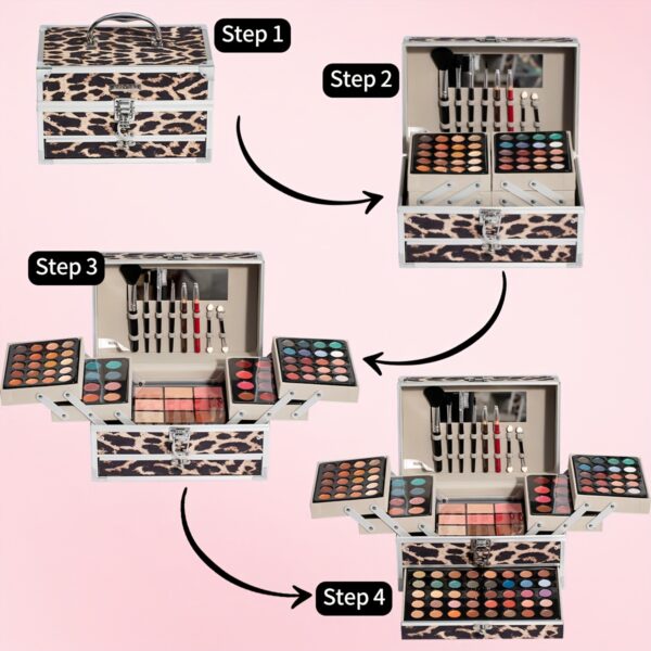 Portable Travel Facial Cosmetics Full Set Leopard Print Matte Velvet