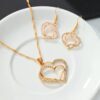 3pcs Set of Double Love Peach Heart Women's Outfit