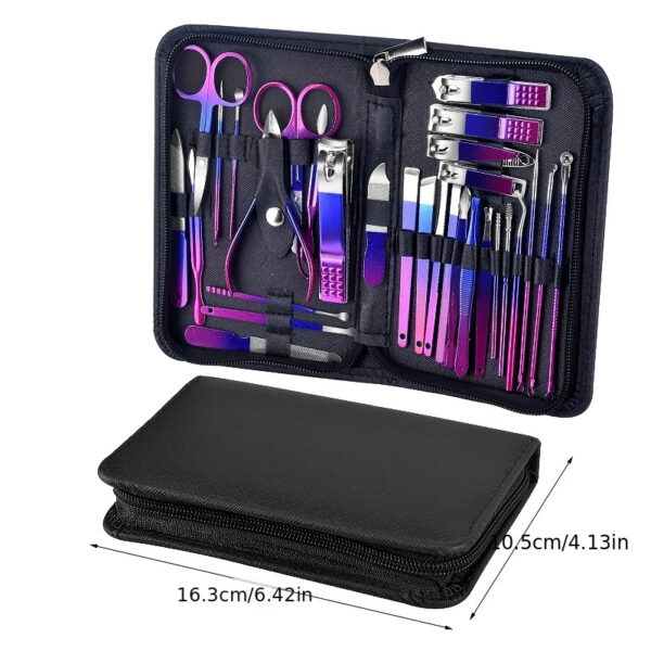 30pcs Stainless Steel Manicure Set in Dazzling Purple & Blue - Modern Style Nail Clippers