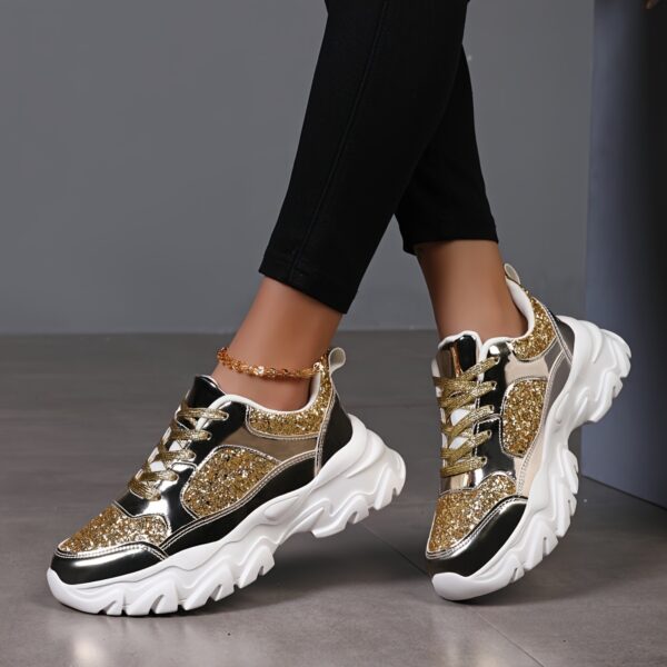 Women's Glittery Golden Sneakers