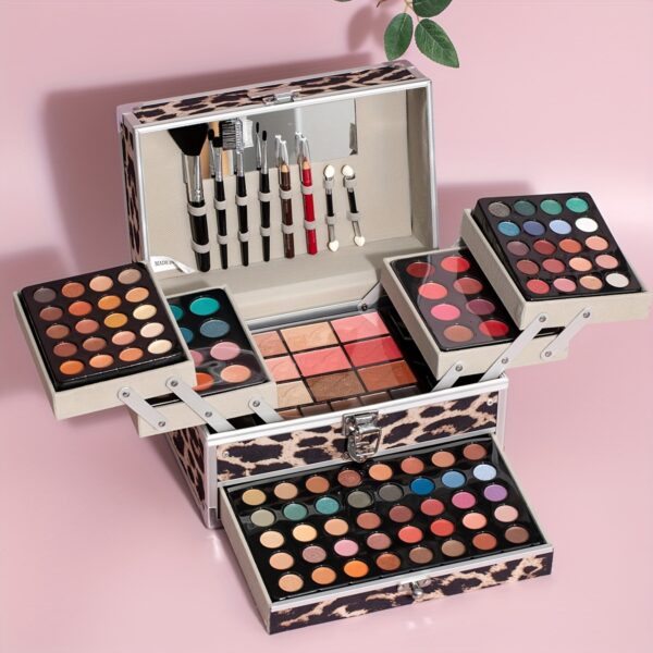 Portable Travel Facial Cosmetics Full Set Leopard Print Matte Velvet