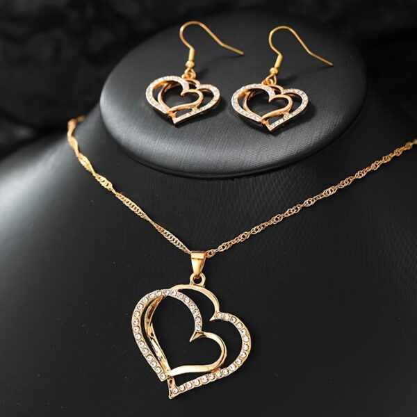 3pcs Set of Double Love Peach Heart Women's Outfit