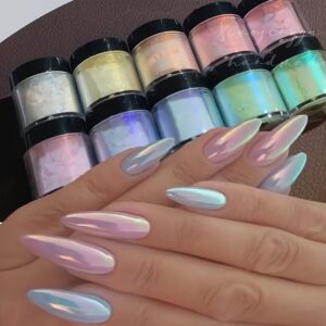 10-color Holographic Neon Flash Ice Muscle Aurora Nail Pigment Powder Fine Chrome Friction Dust Mirror Polishing Decoration