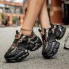 Women's Trendy Black Letter Patchwork Breathable Sneakers
