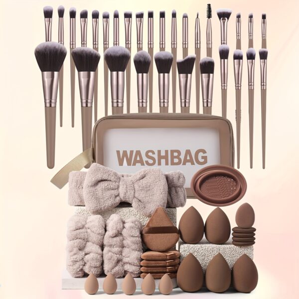 A Set of 55 Facial Makeup Tools, Including 30 Makeup Brushes