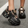 Women's Trendy Black Letter Patchwork Breathable Sneakers