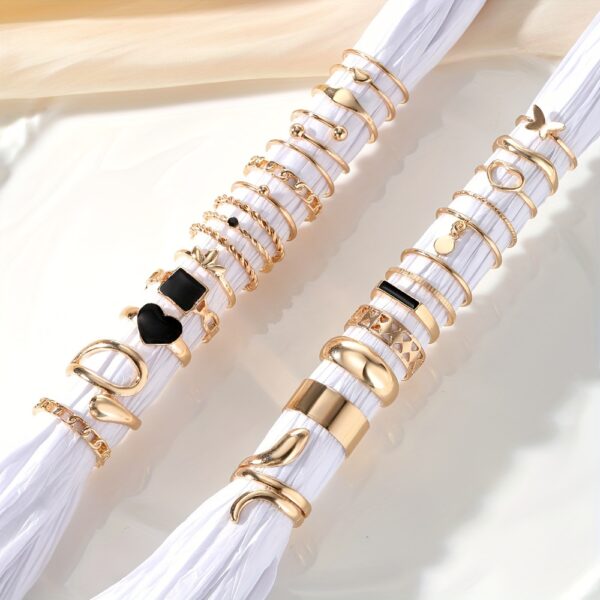 27pcs Punk Exaggerated Ring Set Trendy Patterns Y2k Vintage Style Animal Elements Mix And Match For Party And Daily Decor