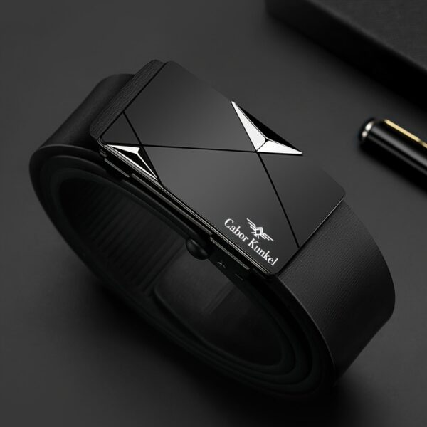 Fashionable Genuine Leather Cowhide Belt For Men, With An Automatic Buckle, Suitable For Young And Middle-aged Gentlemen