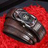 Men's Leather Belt With Automatic Buckle, Two-Layer Cowhide, Simple And Elegant Design For Business And Casual Occasions