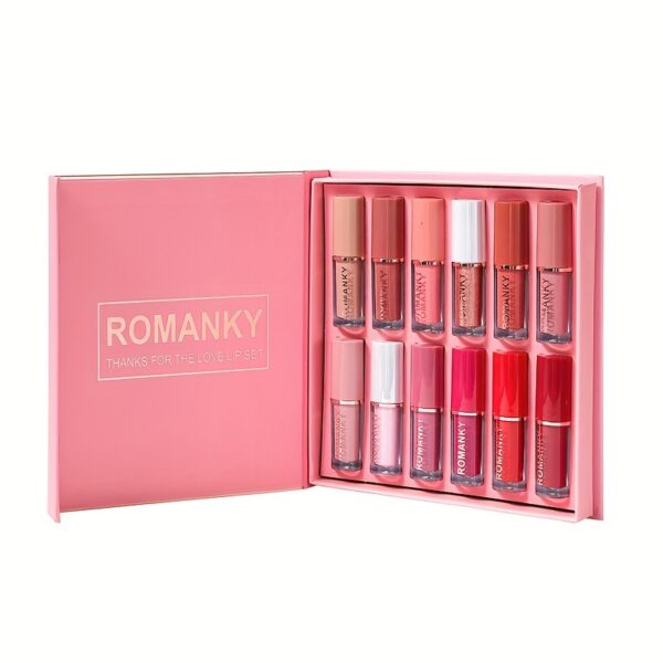 Long Lasting Matte Lip Gloss Set, 12 Colors - Soft Velvet Texture, Smudge Proof, Pearlescent Glossy Mirror Nude Lip Gloss With Natural Lip Gloss Lip Oil For   And Women Valentine's Day Gifts