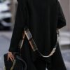 Plaid Pattern Contrast Trim Overcoat, Elegant Shawl Collar Long Sleeve Belted Outwear For Fall & Winter, Women's Clothing