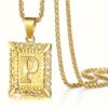 1pc Hip Hop Style Copper Pendant Necklace with Gold Plated Stainless Steel Chain, 26 Alphabet A-Z Options, Fashion High-End Charm Jewelry Gift