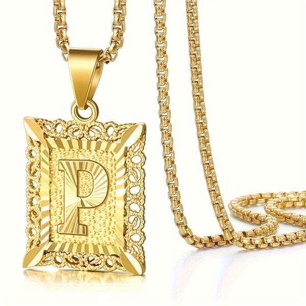 1pc Hip Hop Style Copper Pendant Necklace with Gold Plated Stainless Steel Chain, 26 Alphabet A-Z Options, Fashion High-End Charm Jewelry Gift