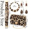 5-Piece Leopard Print Jewelry Set for Women - Plastic Fashion Statement Earrings, Bracelets, Necklace with Tassel Pendant, Clutch Purse - Street Style, Daily & Vacation Wear, All Seasons Accessory Kit