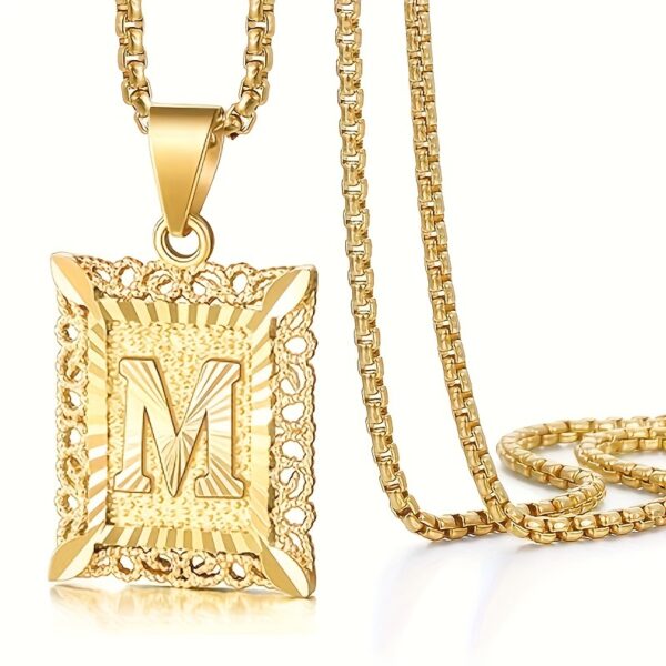 1pc Hip Hop Style Copper Pendant Necklace with Gold Plated Stainless Steel Chain, 26 Alphabet A-Z Options, Fashion High-End Charm Jewelry Gift