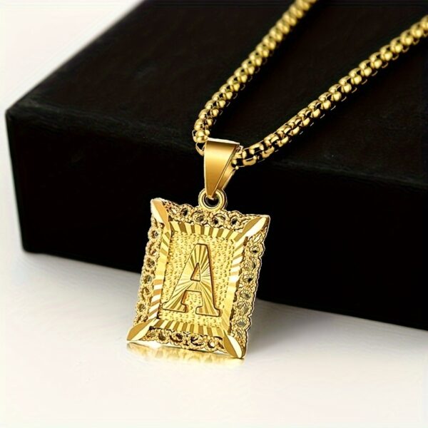 1pc Hip Hop Style Copper Pendant Necklace with Gold Plated Stainless Steel Chain, 26 Alphabet A-Z Options, Fashion High-End Charm Jewelry Gift