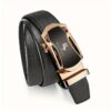 1pc Men's Creative PU Leather Belt, Golden And Black