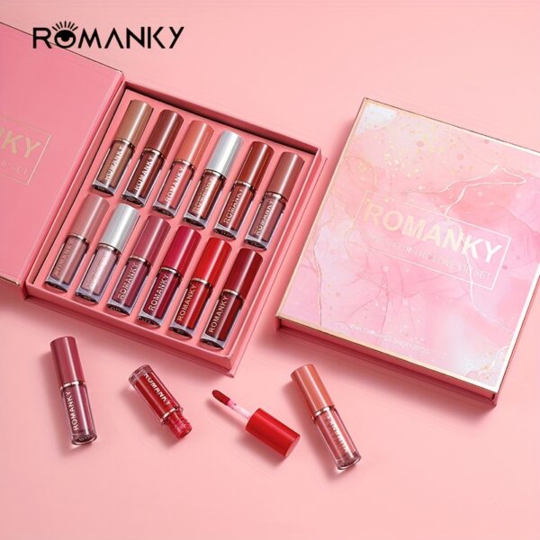 Long Lasting Matte Lip Gloss Set, 12 Colors - Soft Velvet Texture, Smudge Proof, Pearlescent Glossy Mirror Nude Lip Gloss With Natural Lip Gloss Lip Oil For   And Women Valentine's Day Gifts