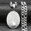1pc Classic Virgin Mary Pendant Necklace, Stainless Steel Golden Plated Catholic Mother Mary Necklaces Jewelry For Men