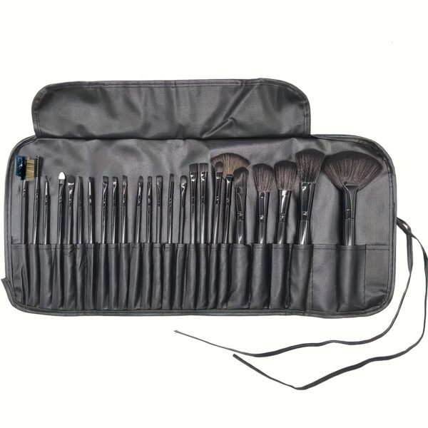 24pcs Professional Makeup Brush Set for Beginners - Oval Brushes with ABS Plastic Handles and Polyester Bristles, Unscented, Suitable for Normal Skin, Includes Foundation, Blush, Eye Shadow, Concealer Brushes with Soft Bristles and Durable Holder