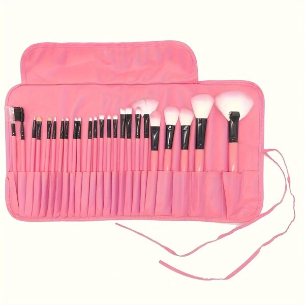 24pcs Professional Makeup Brush Set for Beginners - Oval Brushes with ABS Plastic Handles and Polyester Bristles, Unscented, Suitable for Normal Skin, Includes Foundation, Blush, Eye Shadow, Concealer Brushes with Soft Bristles and Durable Holder