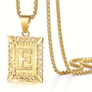 1pc Hip Hop Style Copper Pendant Necklace with Gold Plated Stainless Steel Chain, 26 Alphabet A-Z Options, Fashion High-End Charm Jewelry Gift