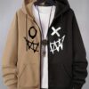 Stylish Grimace & Various Pattern Pring Men's Casual Zip Up Loose Hoodie