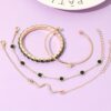 4pcs/Set Elegant Green Imitation Gemstone Rhinestone Claw Chain Snake Bracelet Open Bangle For Women