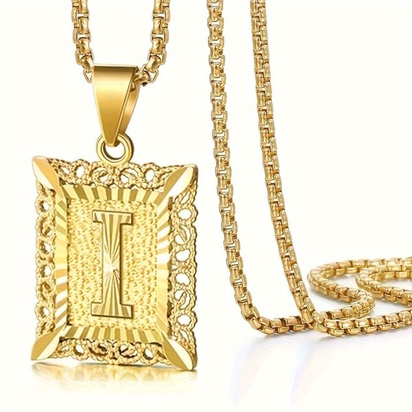 1pc Hip Hop Style Copper Pendant Necklace with Gold Plated Stainless Steel Chain, 26 Alphabet A-Z Options, Fashion High-End Charm Jewelry Gift