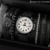4pcs Watch And Bracelet Set, Men's Casual Quartz Wrist Watch Men's PU Strap Watch And 3pcs Bangle Set, Ideal choice for Gifts