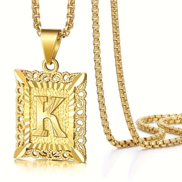 1pc Hip Hop Style Copper Pendant Necklace with Gold Plated Stainless Steel Chain, 26 Alphabet A-Z Options, Fashion High-End Charm Jewelry Gift