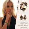 5-Piece Leopard Print Jewelry Set for Women - Plastic Fashion Statement Earrings, Bracelets, Necklace with Tassel Pendant, Clutch Purse - Street Style, Daily & Vacation Wear, All Seasons Accessory Kit