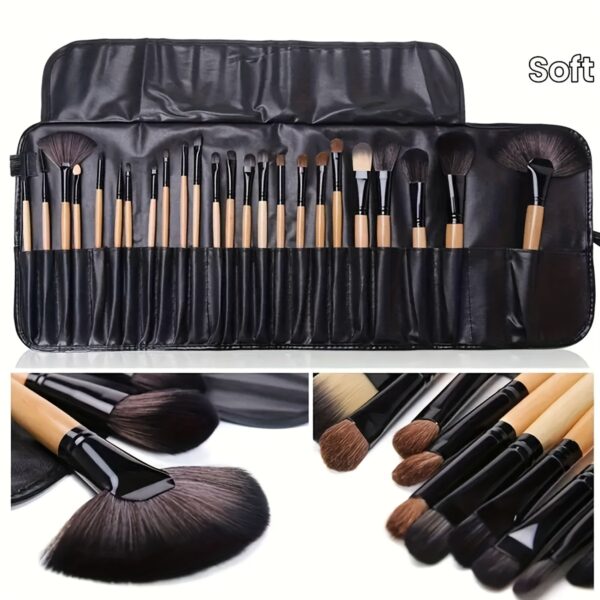 24pcs Professional Makeup Brush Set for Beginners - Oval Brushes with ABS Plastic Handles and Polyester Bristles, Unscented, Suitable for Normal Skin, Includes Foundation, Blush, Eye Shadow, Concealer Brushes with Soft Bristles and Durable Holder