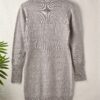 Cross V-neck Button Decor Sweater Dress, Elegant Long Sleeve Slim Bodycon Dress For Fall & Winter, Women's Clothing