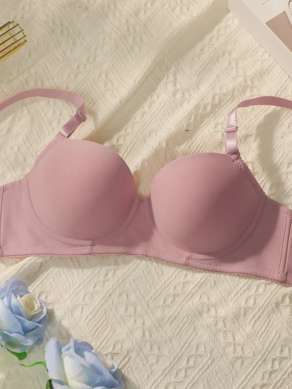 2sets Solid Underwire Lingerie Set Women Push Up Bra With Steel Rin