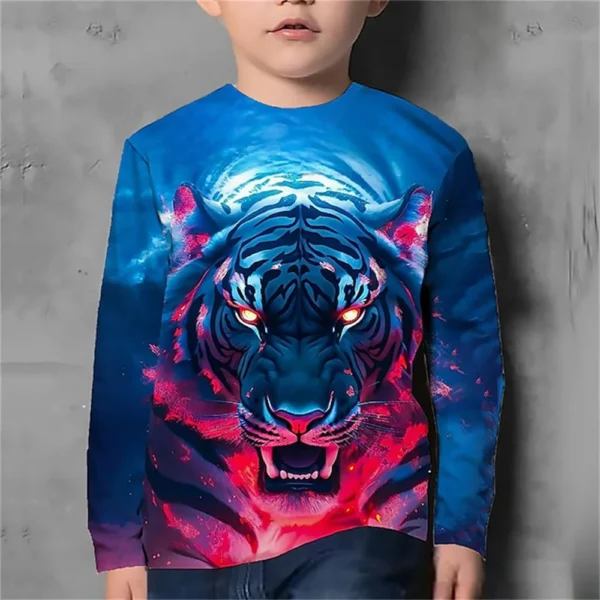 Children's Clothing Boys Tshirt Long Sleeve Children T-Shirt Cartoon Animals Print Funny Kids Summer Clothes Girl Clothes Tops