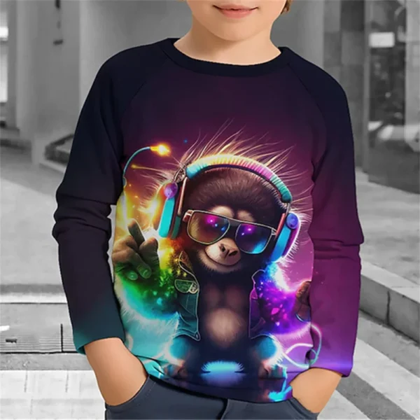 Children's Clothing Boys Tshirt Long Sleeve Children T-Shirt Cartoon Animals Print Funny Kids Summer Clothes Girl Clothes Tops