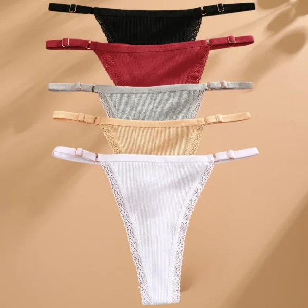 FINETOO 5PCS/Set Sexy G-string Panties Cotton Women's Underwear