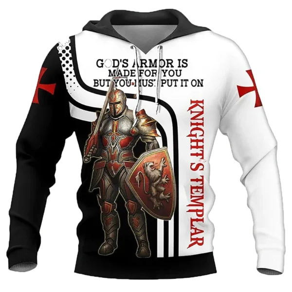 Hoodies Knight Templar Armor Jesus God Guard Cavalier 3d Print Sweatshirts