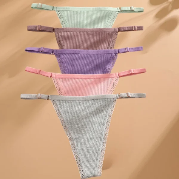 FINETOO 5PCS/Set Sexy G-string Panties Cotton Women's Underwear