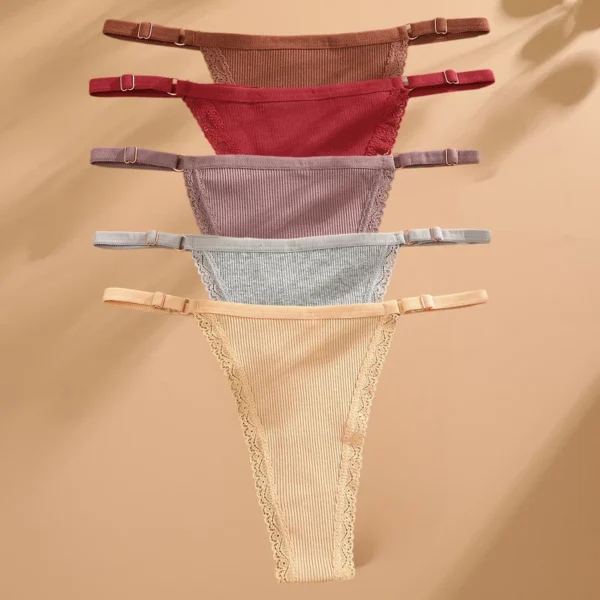 FINETOO 5PCS/Set Sexy G-string Panties Cotton Women's Underwear