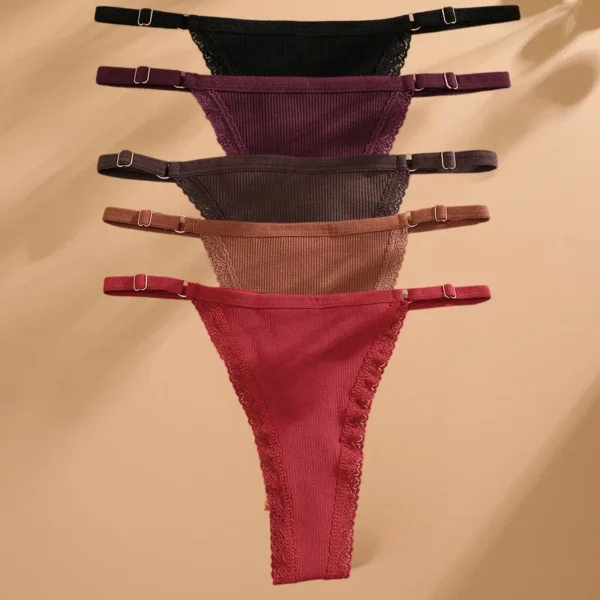 FINETOO 5PCS/Set Sexy G-string Panties Cotton Women's Underwear