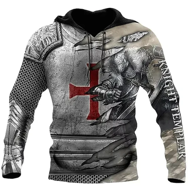 Hoodies Knight Templar Armor Jesus God Guard Cavalier 3d Print Sweatshirts
