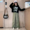 2024 autumn winter Kids tracksuit Children set Girls Clothes loose T-Shirt + wide leg Cargo Pants Teenager 4 5 6 7 10 11 12 year
