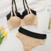 2sets Solid Underwire Lingerie Set Women Push Up Bra With Steel Rin