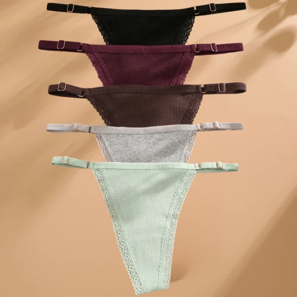 FINETOO 5PCS/Set Sexy G-string Panties Cotton Women's Underwear