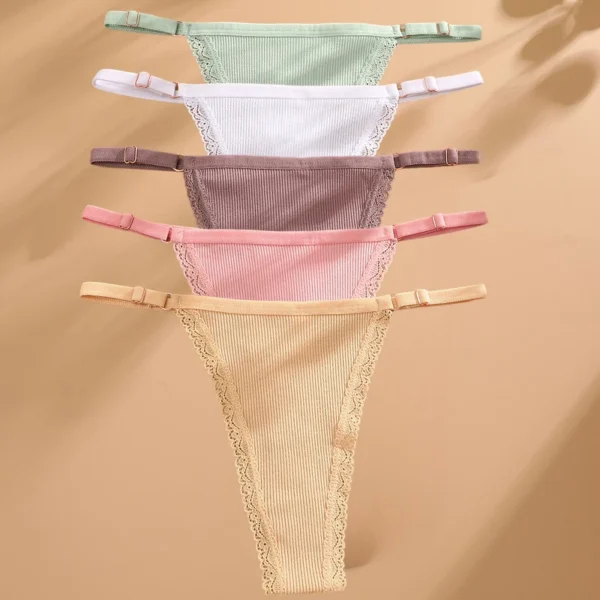FINETOO 5PCS/Set Sexy G-string Panties Cotton Women's Underwear