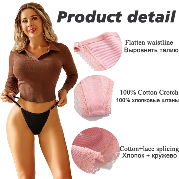 FINETOO 5PCS/Set Sexy G-string Panties Cotton Women's Underwear
