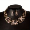 5-Piece Leopard Print Jewelry Set for Women - Plastic Fashion Statement Earrings, Bracelets, Necklace with Tassel Pendant, Clutch Purse - Street Style, Daily & Vacation Wear, All Seasons Accessory Kit