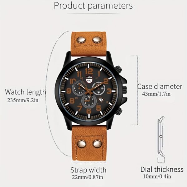 4pcs Watch And Bracelet Set, Men's Casual Quartz Wrist Watch Men's PU Strap Watch And 3pcs Bangle Set, Ideal choice for Gifts
